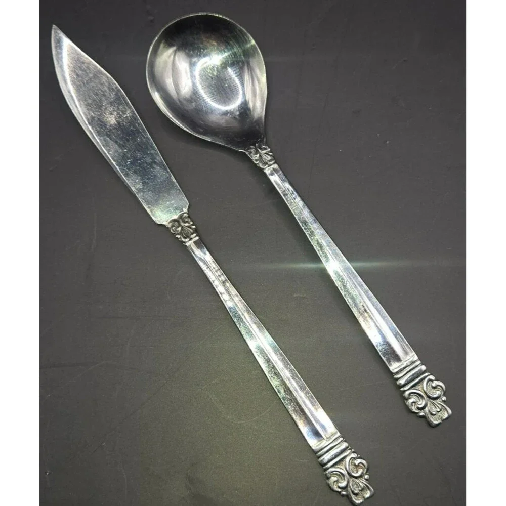 Vintage Ekco Eterna stainless Master Butter Knife Sugar Spoon Crown Tiara